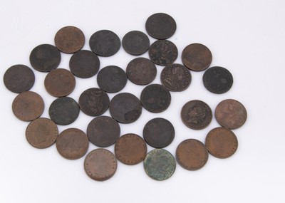 Lot 58 - A collection of  thirty early milled half pennies