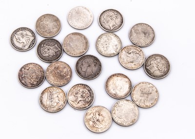 Lot 60 - A collection of nineteen Silver Victoria shillings