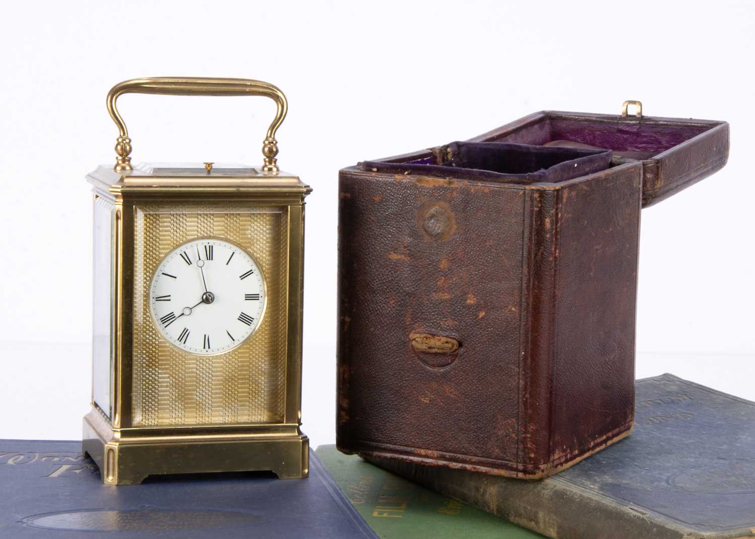 Lot 2 - A late Victorian brass carriage repeater timepiece