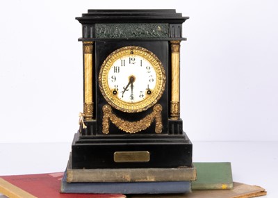 Lot 3 - An Edwardian slate eigth day mantle clock
