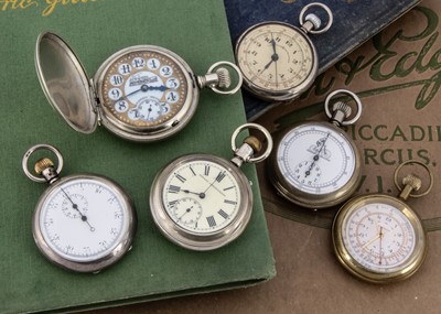 Lot 13 - Six second half 20th century stopwatches and pocket watches