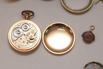 Lot 30 - Four pocket watches and a 9ct gold spining fob seal