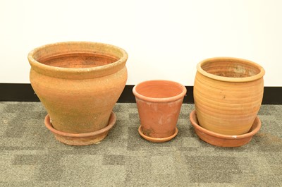 Lot 362 - Three terracotta garden plant pots