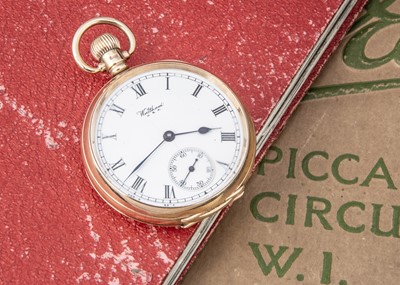 Lot 61 - A c1920s 9ct gold open faced pocket watch by Waltham