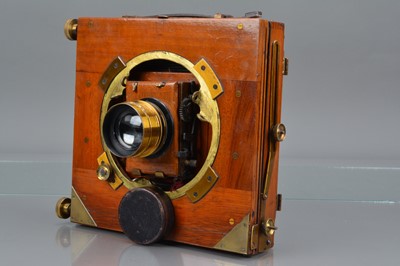 Lot 28 - A Mahogany and Brass Half Plate Camera