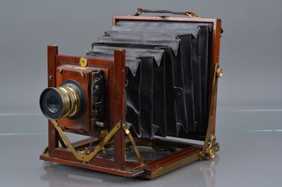 Lot 34 - A Mahogany and Brass Half Plate Camera