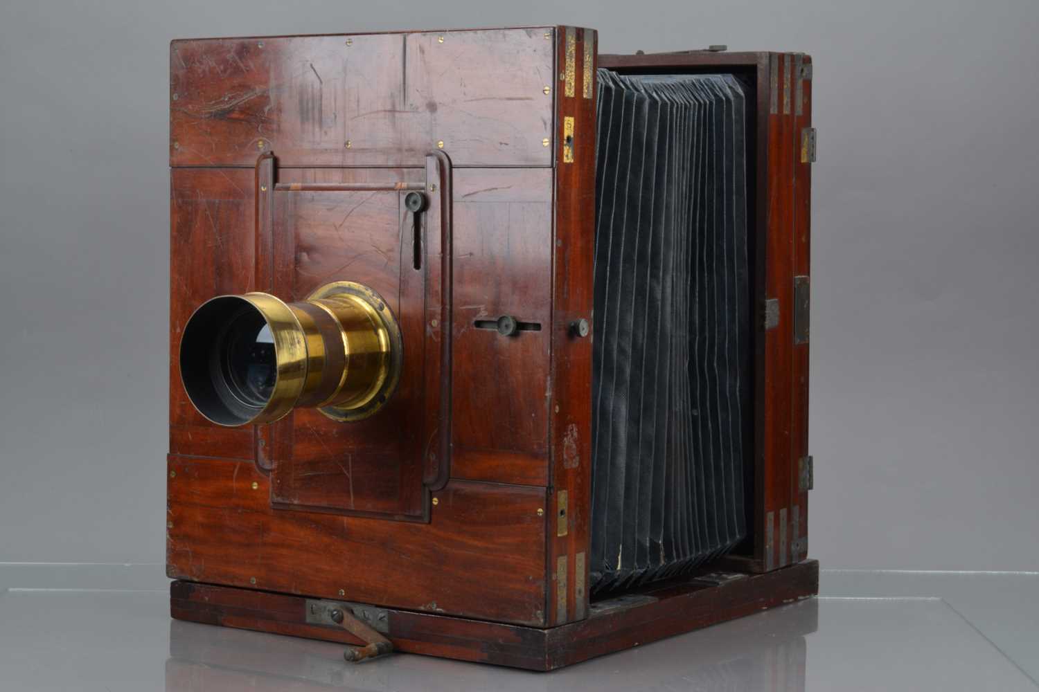 Lot 42 - A 12'' X 15'' Mahogany and Brass Wet Plate Camera