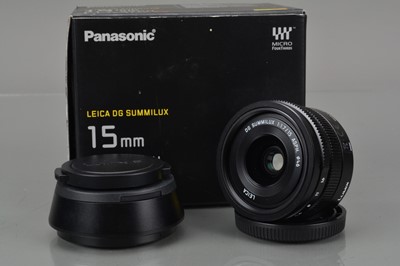 Lot 329 - A Panasonic H-X015 Lumix G Leica DG Summilux 15mm f/1.7 ASPH Lens