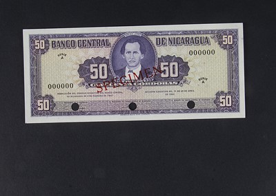 Lot 129 - Specimen Bank Note:  Central bank of Nicaragua specimen 50 Cordobas