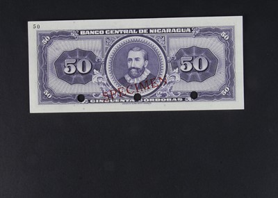 Lot 129 - Specimen Bank Note:  Central bank of Nicaragua specimen 50 Cordobas