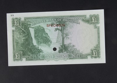 Lot 137 - Specimen Bank Note:  Reserve Bank of Rhodesia specimen 1 Pound