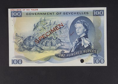 Lot 149 - Specimen Bank Note:  The Government of Seychelles specimen 100 Rupees