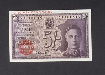Lot 153 - Specimen Bank Note:  Southern Rhodesia specimen 5 Shillings