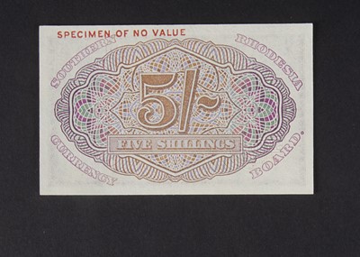 Lot 153 - Specimen Bank Note:  Southern Rhodesia specimen 5 Shillings