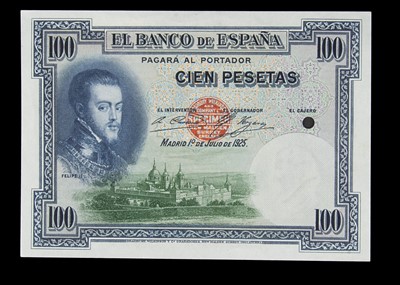 Lot 163 - Specimen Bank Note:  Spain specimen 100 Pesetas