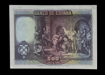 Lot 164 - Specimen Bank Note:  Spain specimen 500 Pesetas