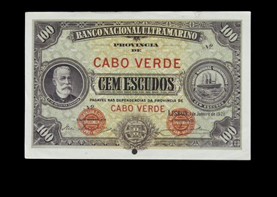 Lot 181 - Specimen Bank Note:  National Bank Ultramarino specimen 100 Escudos