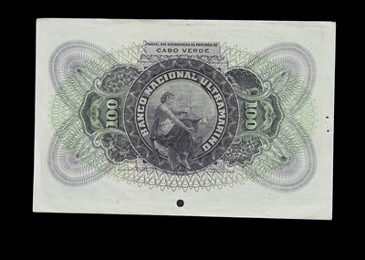 Lot 182 - Specimen Bank Note:  National Bank Ultramarino specimen 100 Escudos