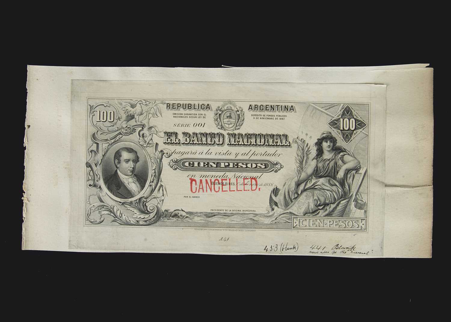 Lot 346 - Specimen Bank Note: National Bank of