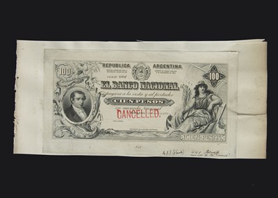 Lot 346 - Specimen Bank Note:  National Bank of Argentina specimen 100 Pesos