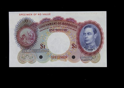 Lot 350 - Specimen Bank Note:  Barbados specimen 1 Dollar