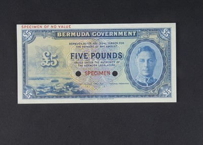 Lot 354 - Specimen Bank Note:  Bermuda Government Specimen £5 George VI