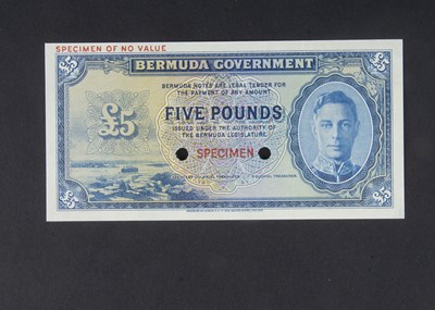 Lot 355 - Specimen Bank Note:  Bermuda Government Specimen £5 George VI