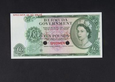 Lot 356 - Specimen Bank Note:  Bermuda Government Specimen 10 Pounds Elizabeth II
