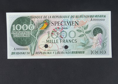 Lot 360 - Specimen Bank Note:  Burundi specimen 1000 Francs