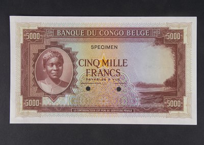Lot 365 - Specimen Bank Note:  Belgian Congo Bank specimen 5000 Francs