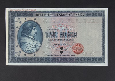 Lot 366 - Specimen Bank Note:  Czechoslovak Republic specimen 1000 Korun