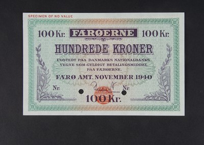 Lot 368 - Specimen Bank Note:  Denmark specimen 100 Kroner