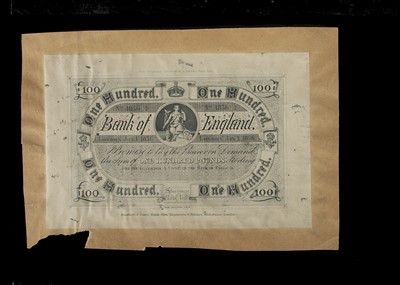 Lot 370 - Specimen Bank Note:  Bank of England specimen 100 Pounds