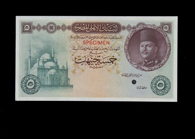 Lot 372 - Specimen Bank Note:  National Bank of Egypt specimen 5 Egyptian Pounds