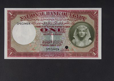 Lot 373 - Specimen Bank Note:  National Bank of Egypt specimen 1 Egyptian Pound