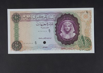 Lot 376 - Specimen Bank Note:  Central Bank of Egypt specimen 10 Egyptian Pounds
