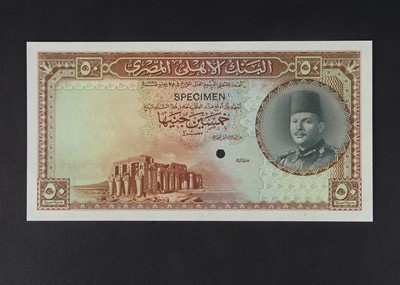 Lot 377 - Specimen Bank Note:  National Bank of Egypt specimen 50 Egyptian Pounds