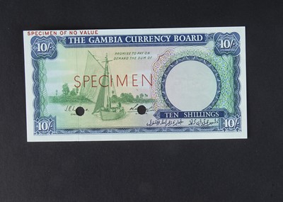 Lot 387 - Specimen Bank Note:  The Gambia Currency Board specimen 10 Shillings