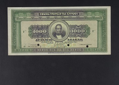 Lot 393 - Specimen Bank Note:  Greece specimen 1000 Drachmai