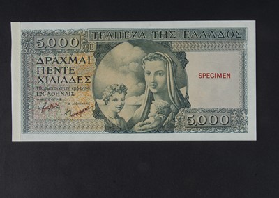 Lot 395 - Specimen Bank Note:  Greece specimen 5000 Drachmai