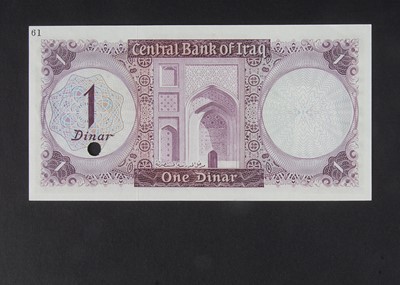 Lot 410 - Specimen Bank Note:  Central Bank of Iraq specimen 1 Dinar