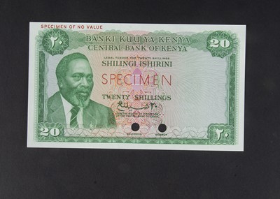Lot 412 - Specimen Bank Note:  Central Bank of Kenya specimen 20 shillings