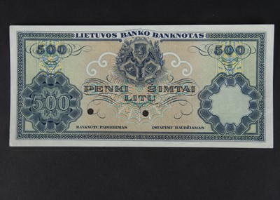 Lot 415 - Specimen Bank Note:  Lithuania specimen 500 Litu