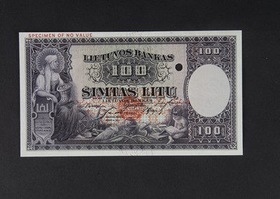 Lot 416 - Specimen Bank Note:  Lithuania specimen 100 Litu