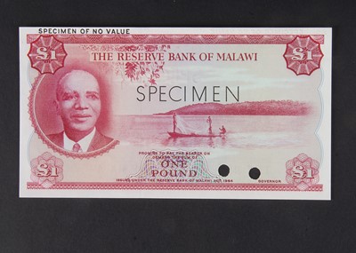 Lot 420 - Specimen Bank Note:  Reserve Bank of Malawi specimen 1 Pound