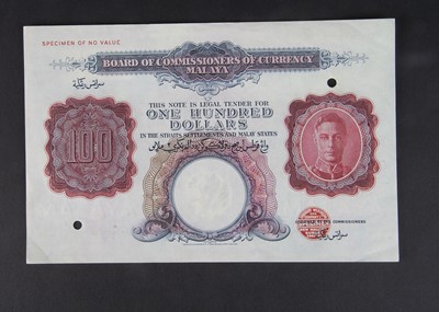 Lot 424 - Specimen Bank Note:  Board of Commissioners of Currency, Malaya specimen 100 Dollars
