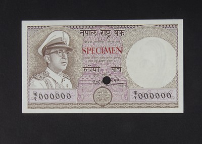 Lot 425 - Specimen Bank Note:  Nepal specimen 5 Rupees