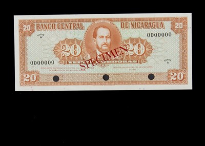 Lot 429 - Specimen Bank Note:  Central bank of Nicaragua specimen 20 Cordobas