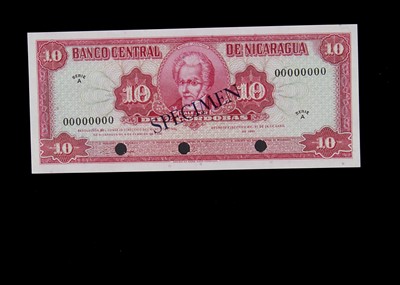 Lot 430 - Specimen Bank Note:  Central bank of Nicaragua specimen 10 Cordobas