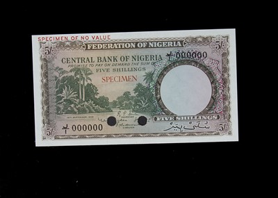 Lot 432 - Specimen Bank Note:  Central Bank of Nigeria specimen 5 Shillings